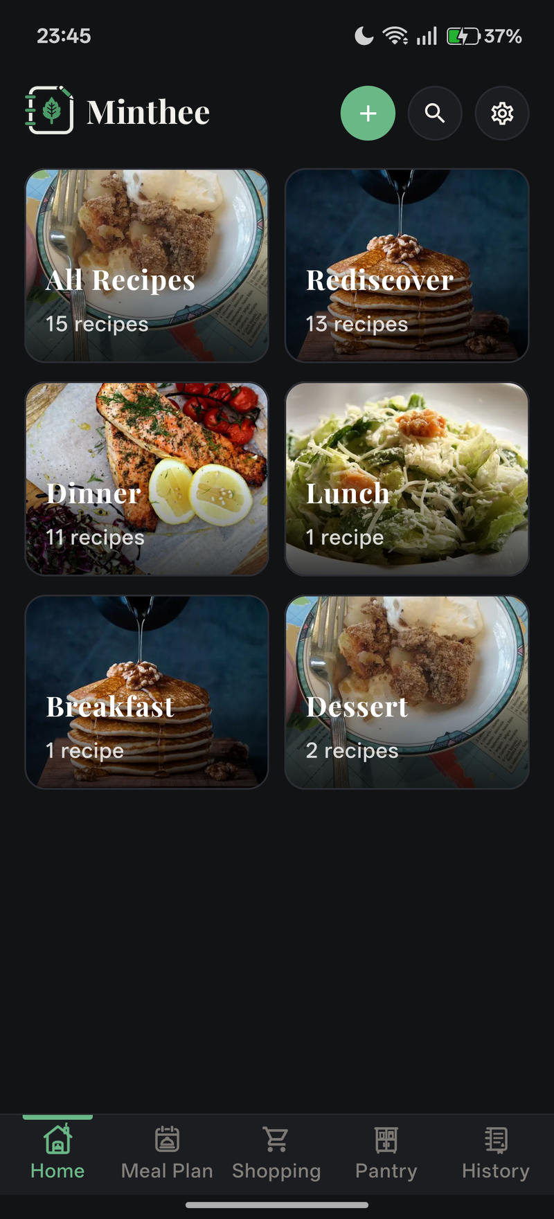 Recipe Collections & Rediscover (Dark Mode)