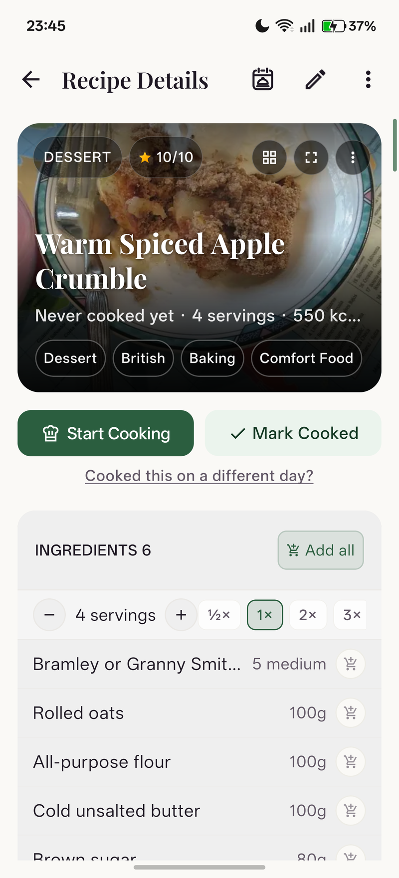 Dish Details & Cooking Instructions (Light Mode)