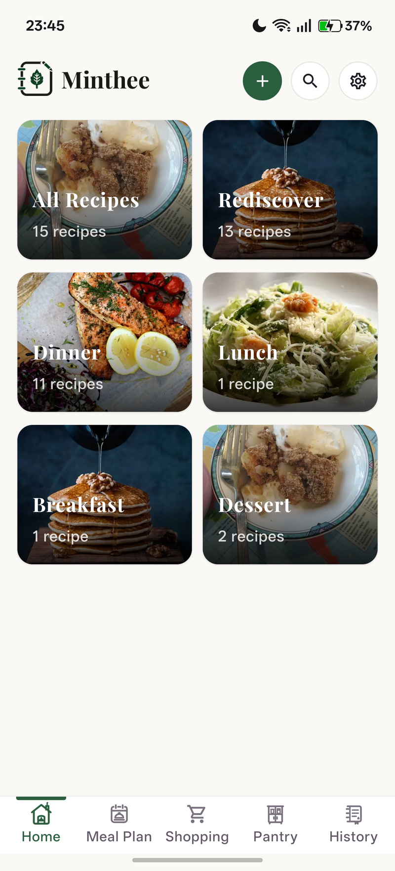 Recipe Collections & Rediscover (Light Mode)